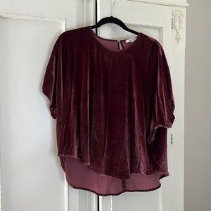 maroon madewell top, velvet look